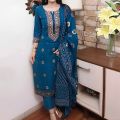 Exclusive Cotton Unstitched Skin Print High Quality Three Piece For Women - Dress For Girls - 3 Pice Dress - Three Piece.