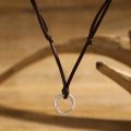 Adjustable Long Rope Chain with Circle Ring Pendant Necklace Men Vintage Jewelry on the Neck Accessories 2023 Fashion Male Gifts.