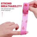 4-Sizes Multipurpose Heart Printed Self-Adhesive Bandage Soft Non-woven Elastic Sports Wrap Tape for Finger Joint Knee.