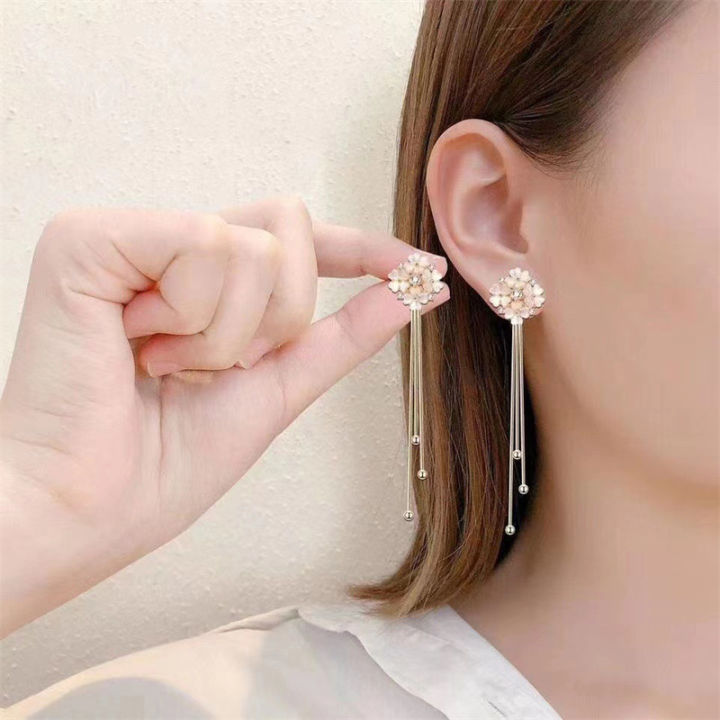 1Pair Fashion Korean Style Long Dangle Earrings For Women