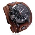 Mens Quartz Watches Jessingshow Luxury Wristwatch 2022 Cowhide Watchband Punk Style Watch For Men Wide Leather Bracelets. 