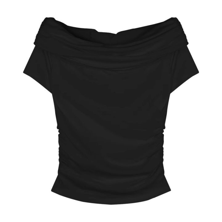 Hot%20Girl%20Style%20off-Shoulder%20off-Shoulder%20Short%20Sleeve%20T%20Women's%20Summer%20T-shirt%202024%20New%20Pure%20Desire%20Black%20Slim-Fit%20Crop-Top%20-%20Image%205