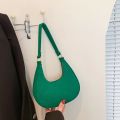 Fashion Simple Moon Shape Underarm Bags Cute Women Female Crocodile Grain Shoulder Bag Felt Purses Handbags Trend Accessories. 