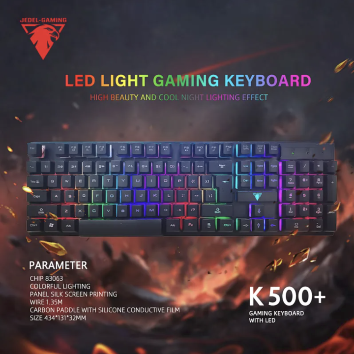 JEDEL K500+ USB Gaming Keyboard With RGB Lighting