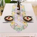 2023 New Elegant Hollow Easter Egg Art Embroidery Bed Table Runner Flag Cloth Cover Lace Tablecloth Mat Kitchen Party Decor. 
