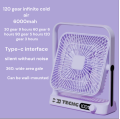 techg M10 Portable Multifunctional Type-C Rechargeable Desk Fan with Digital Display and 6000mAh Battery - 360° Swivel, 120-Speed Variable, Silent Operation. 