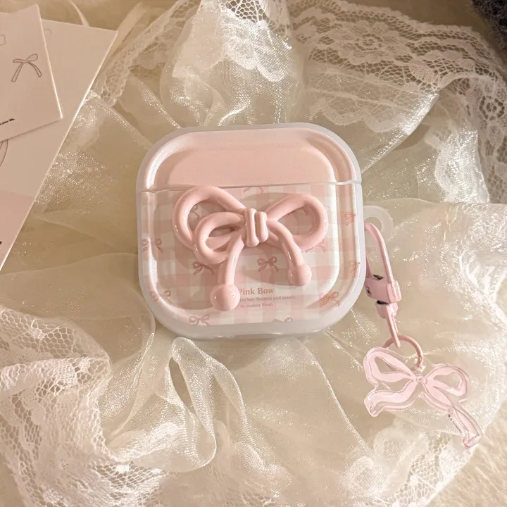 Sroof%20Case%20for%20Airpods%201%20Airpods%202%20Airpods%203%20Airpods%204%20Airpods%20pro%202%20Earphone%20Case%20New%20Pink%20Grid%203D%20Pink%20Tie%20with%20Light%20Pink%20Float%20Tie%20Pendant%20Earphone%20Protective%20Cover%20-%20Image%208