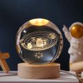 1 Pcs Usb Night Light Led Crystal Ball Table Lamp 3D Moon Planet Nabula Galaxy Solar Decor For Home Children Mother Baby Table Lamp Party Birthday Gifts.