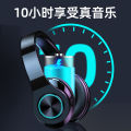 Cross-border new head-mounted bluetooth headset colorful light luminous plug-in card heavy bass wireless folding earphone wholesale.
