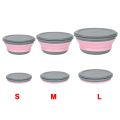 Folding Lunch Box Bowl Sets Silicone 3Pcs/Set Food Container Tableware Set Foldable Salad Bowl with Lid Portable. 