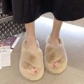 ry Slippers for home Women Ladies Shoes Cute Plush Fox Hair Fluffy Sandals Indoor Slippers Winter Slippers Women. 