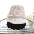 Korean Fashion Winter Furry Warm Bucket Hats For Women Lady Cute Plush Solid Color Windproof Thicken Outdoor Fisherman Cap Hat. 