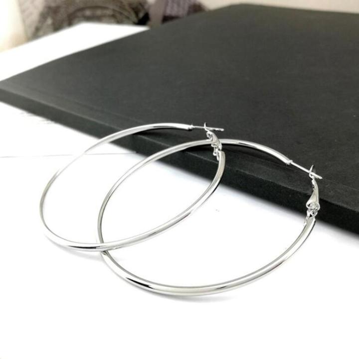 New Hoop Earrings 40mm 60mm 70mm Big Smooth Circle Earrings