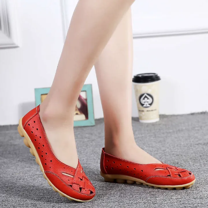 44%20size%20Bird's%20Nest%20Hole%20Flat%20Bottom%20Sandals%20Summer%20Single%20Bean%20Leather%20Casual%20Women's%20Middle%20School%20Top%20Size%20Mom%20Shoes%20-%20Image%203
