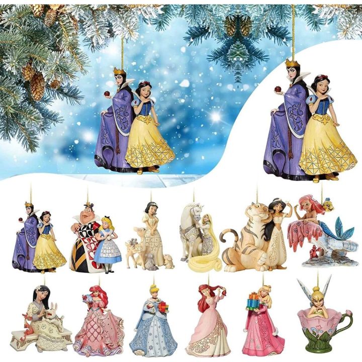 Disney Princess Cartoon Christmas Tree Decorations Ornament Pendant Anime Figures Snow White Cinderella Christmas Decorations