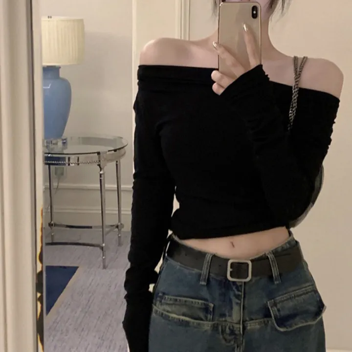 %E3%80%90Hot%20deal%E3%80%91%20Autumn%20Hottie%20Off%20Shoulder%20T-shirt%20Women%20Solid%20Color%20Long%20Sleeve%20Chic%20Crop%20Tops%20-%20Image%203