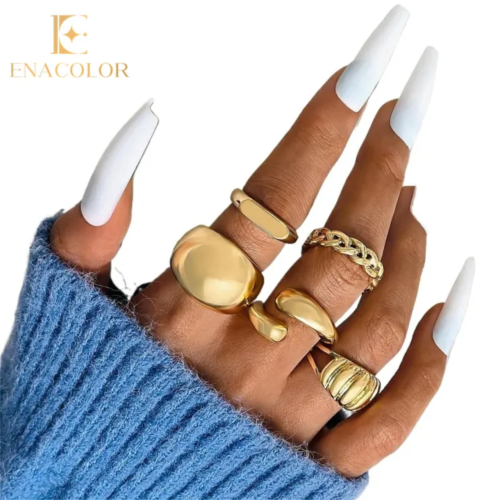 Enacolor%20Elegant%20Gold%20Metal%20Rings%20Exaggerated%20Geometric%20Arcs%20Open%20Ring%20Set%20for%20Women%20Accessories%20-%20Image%204