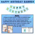 Premium Blue Birthday Decor Set: Banners, Curtains, Metallic Balloons, Pumper, Arch with Glue Dot Tape - Complete Package - (Pack of 66 Pcs). 