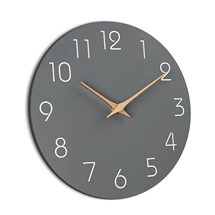 Wall Clock Silent Non-Ticking Wall Clocks Battery Operated - Modern Simple Wooden Clock Decorative Durable Easy Install Easy to Use
