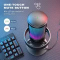 FIFINE USB Microphone for Recording and Streaming on PC and Mac,Headphone Output and Touch-Mute Button,Mic with 3 RGB Modes -A8. 