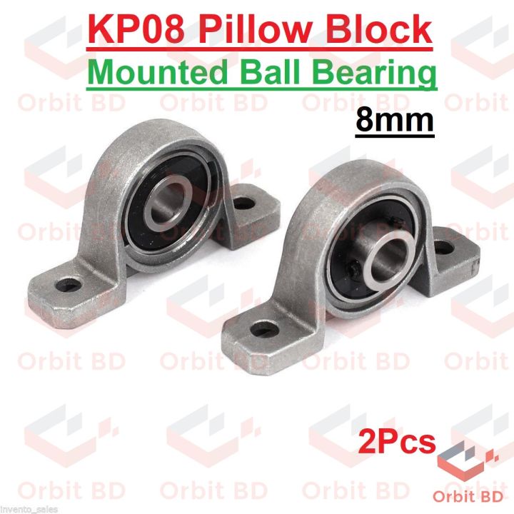 2Pcs- Zinc Alloy KP08 Pillow Block Mounted Ball Bearing 8mm Bore Diameter For CNC Machine 3D Printer All Kinds Of Electronics Projects