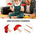 2Pcs Wooden Toy Hammer Safe Mallet for Cracking Rounded Edge Hammer with Rounded Edges for Play & Skill Development. 