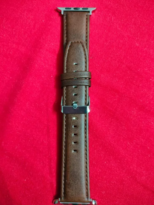 Leather%20Watchband%20Soft%20Material%20Watch%20Band%20Wrist%20Strap%2042mm/44mm/45mm/49mm%20With%20Silver%20Stainless%20Steel%20Buckle%20-%20Image%204