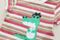 【LuckyBabyFans Store】（NEW）Children's set for boys summer stylish and handsome baby boy's clothing Striped cartoon crocodile Top shorts sets. 