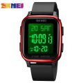 SKMEI 1858 Dual Time Plastic Strap Digital Watch for Men- Black & Red. 