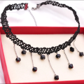 Trendy Korean Black Flower Rhinestone Choker Necklaces for Girls Simple Stylish - Fashionable Velvet Choker Jewelry Accessories Lace Hand-Knit Necklace for Women New Collection. 