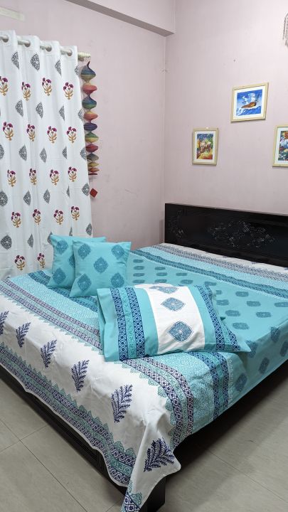 Soft%20Twill%20Cotton%20luxury%20Hand%20Block%20King%20Size%20-Bedsheet%20-%20Image%202