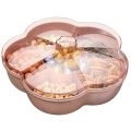 Snack Storage Box, Flower Shape Snack Tray with Lid,Nut Candy Food Storage Box,Fruit Box Dry Fruit Container,Pink. 