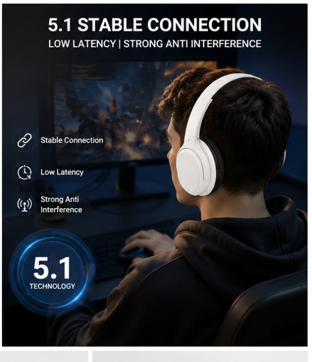 ASHATA%20Huntbird%20P60%20Wireless%20Gaming%20Headset%20Bluetooth%205.1%20ANC%20Noise%20Cancelling%20Over-Ear%20Headphone%20for%20PC%20Mobile%20Gaming%203%20Months%20Warranty%20-%20Image%205
