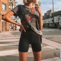 Shorts Women Thin Fitness Casual High Waist Fashion Biker Shorts Summer Slim Knee-Length Bottoms Black Cycling Shorts Streetwear.