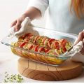 3 Pcs Set Pirax Oven Proof Glass Serving Dish - Transparent 3 Pcs Set.