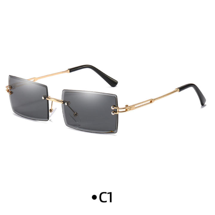 Sunglasses Square Glasses Rimless Shades Rectangle Sunnies Vintage Eyewear