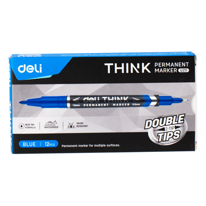 Deli%20U211-BL%20Double%20Tip%20Blue%20Color%20Permanent%20Marker%20-%2012pcs%20-%20Image%205
