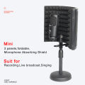 LOMEHO 3 Panels Microphone Isolation Windscreen Shield Foldable Studio Acoustic Screen Foam for Recording Live Broadcast LO-PS58. 