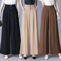 High-End Wide-Leg Pants2023Spring and Autumn New Women's Skirt Pants High Waist Drooping Slimming Solid Color Casual High-End Wide-Leg Pants. 