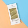 6pcs Long Thin Cake Candles Metallic Birthday Candles Long Thin Candles In Holders for Birthday Party Wedding Cake Decorations. 