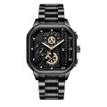 Temu Selection Premium Automatic Date Men's Quartz Watch New Square Big Dial Trend Alloy Steel Watch.