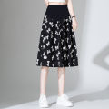 Bow Print Chiffon Skirt Maternity Dress2023Loose High Waist Drooping Mid-LengthaLine Skirt Belly Support Skirt. 