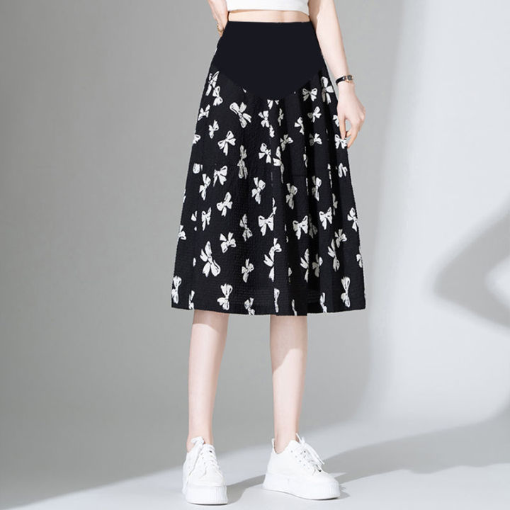 Bow%20Print%20Chiffon%20Skirt%20Maternity%20Dress2023Loose%20High%20Waist%20Drooping%20Mid-LengthaLine%20Skirt%20Belly%20Support%20Skirt%20-%20Image%206