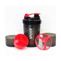 Protein Shaker & Gym Bottle 3 in 1 Stylish Package- RED.