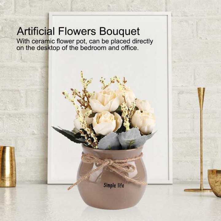 Artificial%20Flowers%20Bouquet%20Ceramic%20Vase%20Silk%20Rose%20Flower%20Potted%20Home%20Desktop%20Decoration%20Ornament%20White%20-%20Image%203