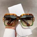 Luxury Brand Designer Oversized Square Sunglasses Women For Men 2023 Vintage Fashion Sun Glasses Trending Punk Pink Hollow Shade.