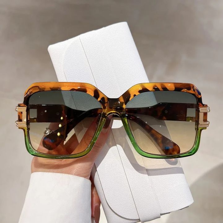 Luxury Brand Designer Oversized Square Sunglasses Women For Men 2023 Vintage Fashion Sun Glasses Trending Punk Pink Hollow Shade