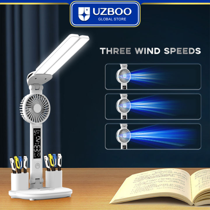 UZBOO%20Desk%20Lamp%20Double-head%20Table%20Lamps%20Eye%20Protection%20Lights%203%20Color%20Touch%20Dimming%20Lamp%20Desk%20Light%20Modern%20Table%20Lamp%20With%20Fan%20Function%20Work%20And%20Pen%20Container%20Function%20Easy%20Use%20For%20Office%20Dormitory%20Bedroom%20-%20Image%203