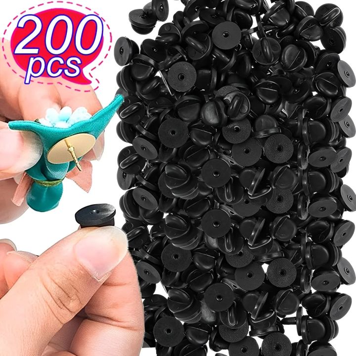 【Tech-savvy】 50-200Pcs Black PVC Pin Backs Butterfly Clutch Tie Tack Lapel Holder Clasp Pin Cap Keeper for Uniform Badges Replacements