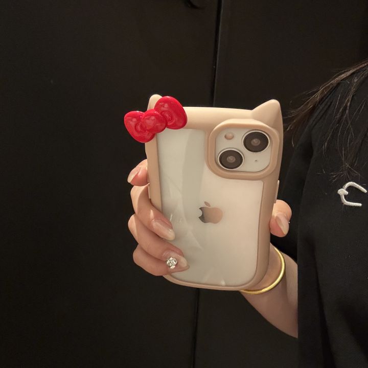 Sroof%20%20Case%20%20For%20iPhone%2011%2012%2013%2014%2015%20Pro%20Max%20New%20Cat%20Ear%20Simple%20and%20Creative%20Trendy%203D%20Cute%20Red%20Bow%20phone%20case%20back%20cover%20-%20Image%205